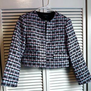 Ann Taylor Black, Pink and Blue Tweed Blazer